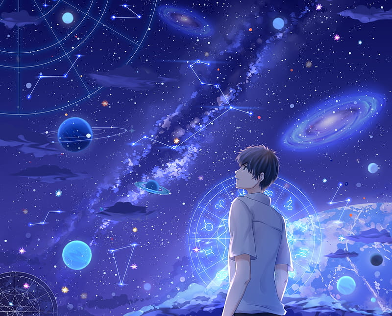 Milky Way Anime Aesthetic Background - Night Anime Wallpapers