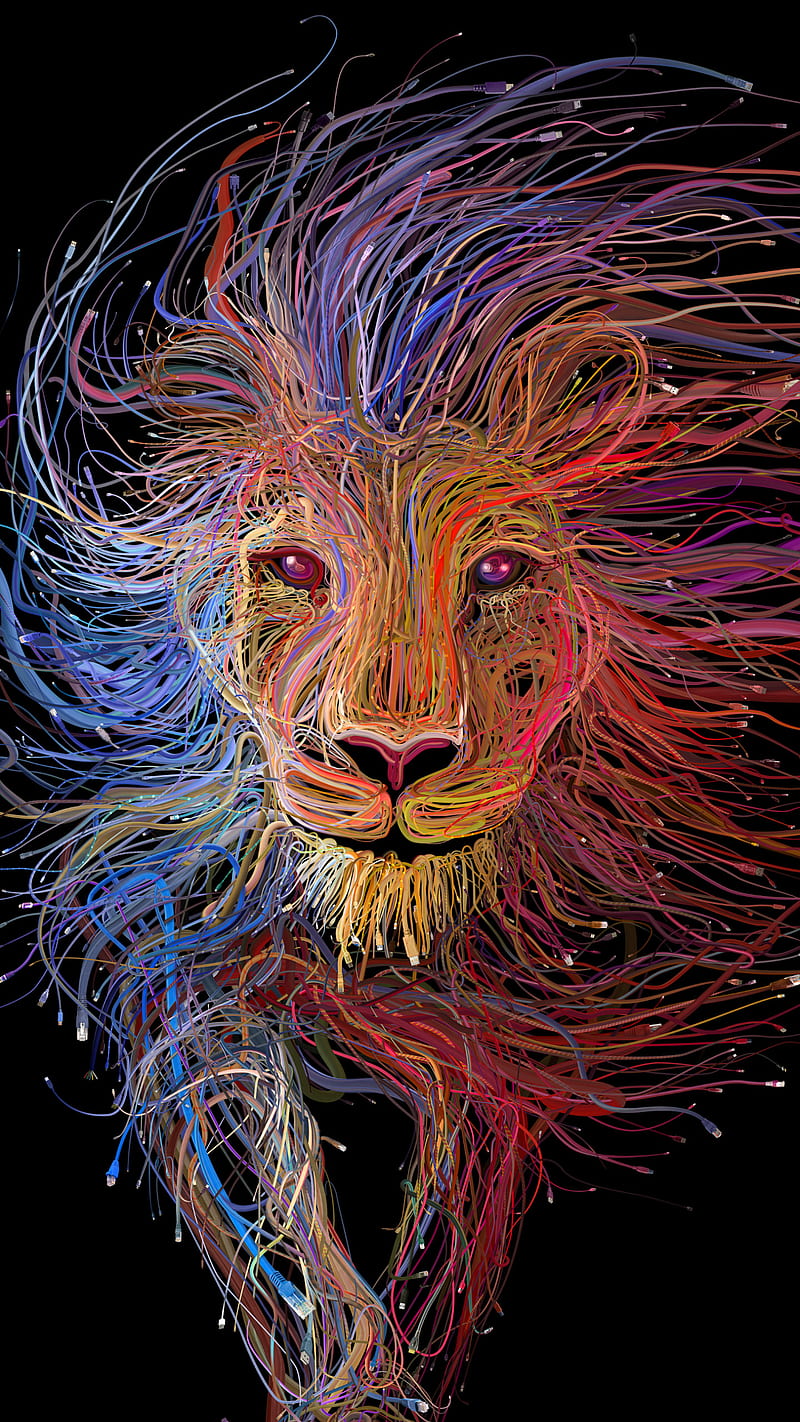Colorful Lion , artistic, colors, HD phone wallpaper