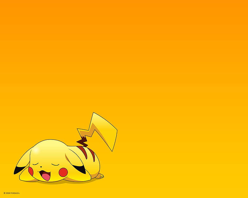 Pikachu tired, rest, sleep, anime, yellow, pokemon, pikachu, HD wallpaper