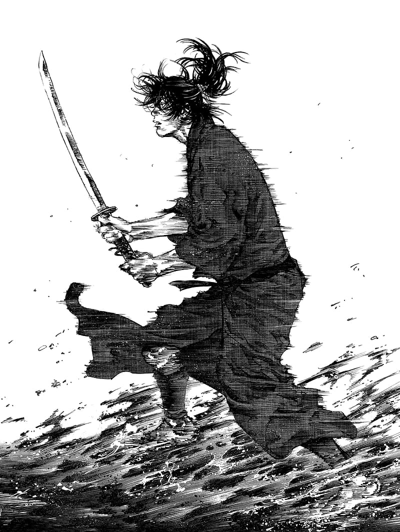 Vagabond, Takehiko Inoue, Vagabond : Sumi, samurai, sword, HD phone wallpaper