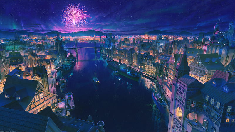 Night City Port , artist, artwork, digital-art, HD wallpaper