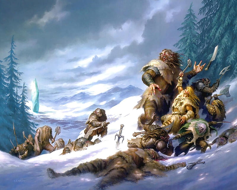 Forgotten Realms, wulfgar, trolls, bruenor battlehammer, orks, winter, drizzt do urden, HD wallpaper