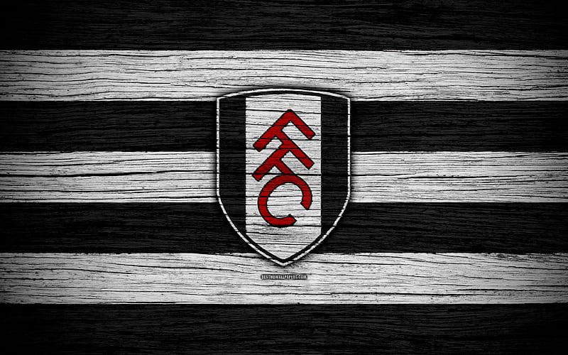 Fulham FC EFL Championship, soccer, football club, England, Fulham, logo, wooden texture, FC Fulham, HD wallpaper