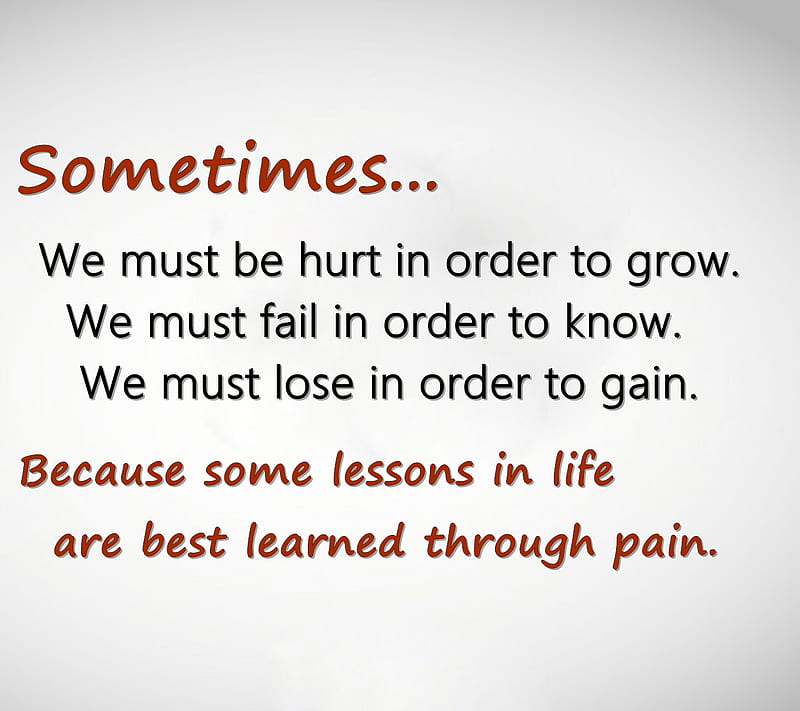 Through Pain, fail, gain, grow, hurt, learn, new, quote, saying, HD wallpaper