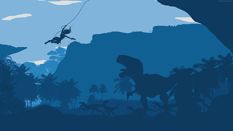 Tomb Raider Dinosaur Minimalism , tomb-raider, artist, artwork, minimalism, digital-art, dinosaur, HD wallpaper