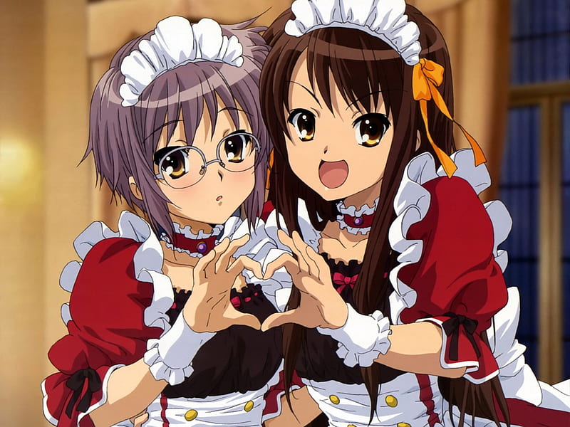 Haruhi and yuki, the melancholy of haruhi suzumiya, anime, other, HD