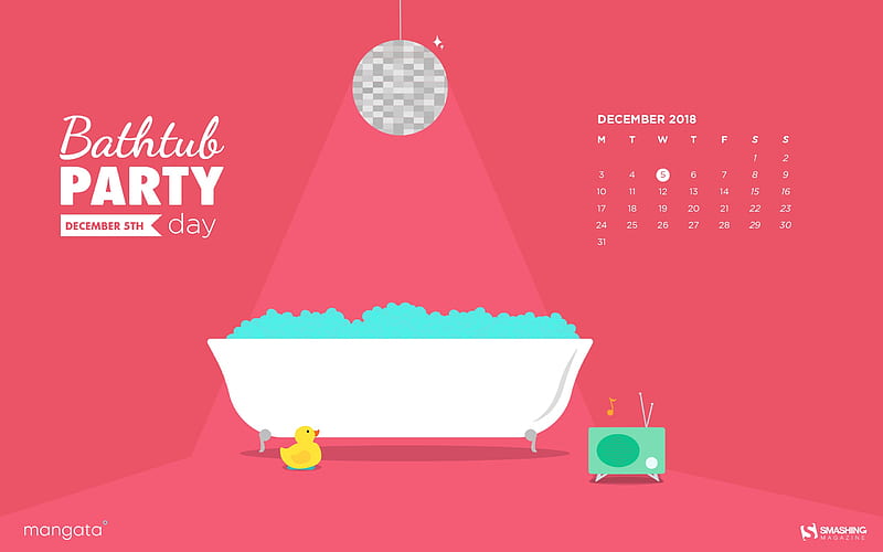 Bathtub Party Day Music December 2018 Calendars, HD wallpaper