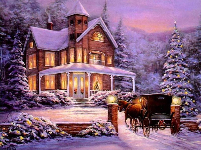 House at christmas, holida, christmas, snow, december, nature, new year ...