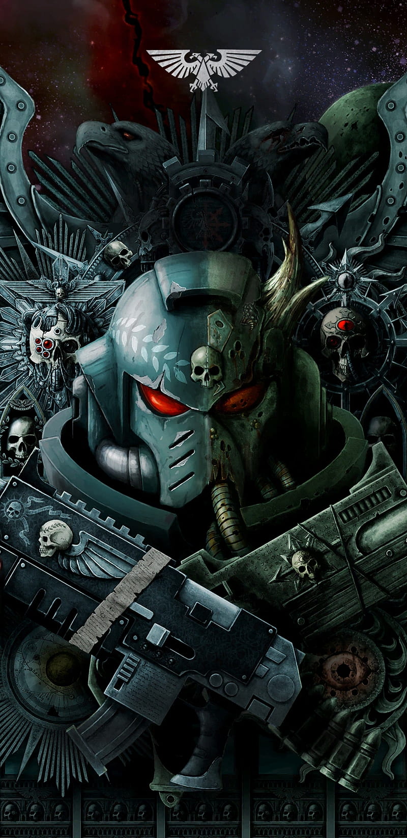 WarHammer, evil, iron, master, robot, skull, guerra, wars, HD phone wallpaper