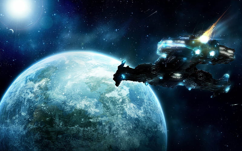spaceship in space-Space graphy, HD wallpaper