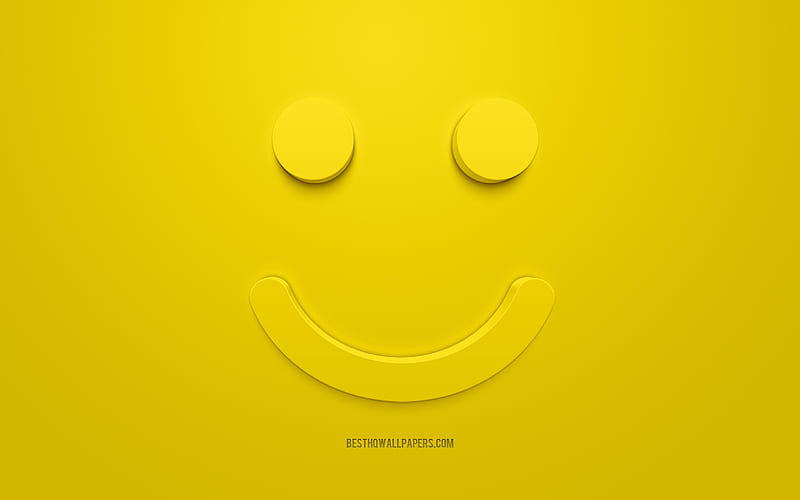 Smiling emoticon icon, emotions concepts, smile 3d icons, happy face icon, 3d Smiley, raising mood, 3d smiles, yellow background, creative 3d art, emotions 3d icons, Smiling emoticon square face, HD wallpaper