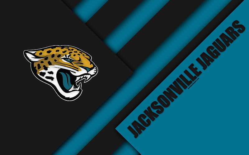Jacksonville Jaguars, AFC South logo, NFL, blue black abstraction, material design, American football, Jacksonville, Florida, USA, National Football League, American Football Conference, HD wallpaper