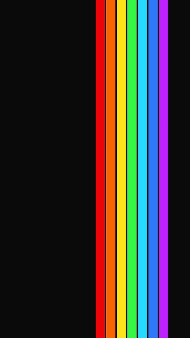 Rainbow Colored Stripe, colorful, colors, dark, striped, stripes, HD phone wallpaper
