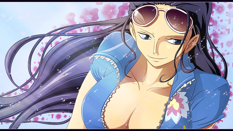 One Piece Nico Robin With Blue Jacket With Sunglass On Forehead Anime, HD wallpaper