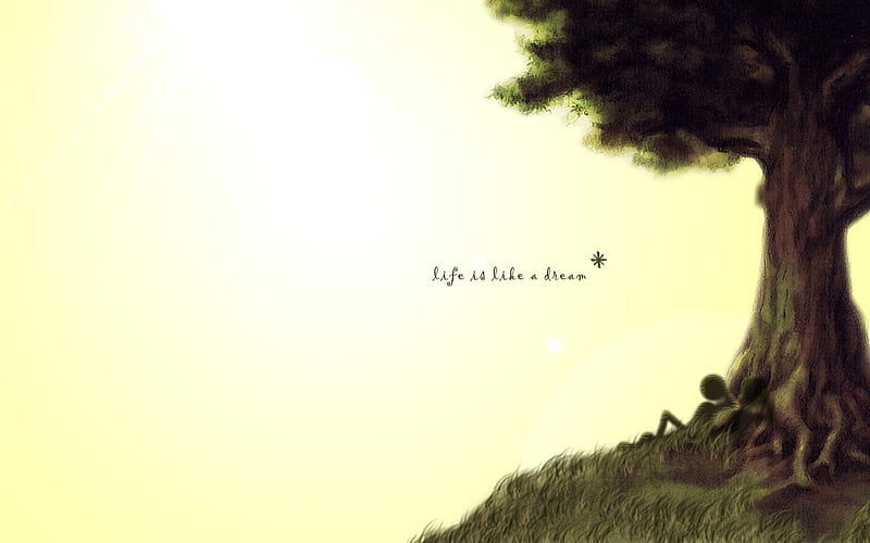 life is like a dream, tree, dream, life, happy, HD wallpaper