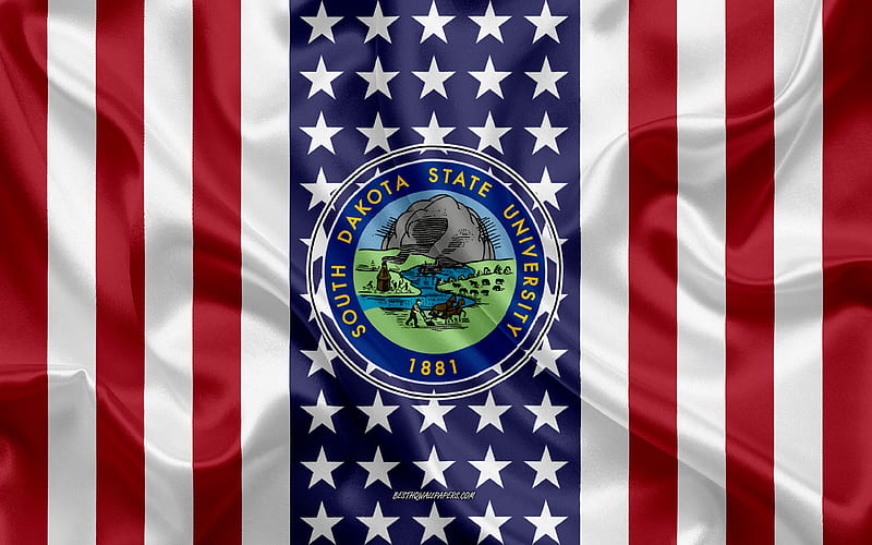 South Dakota State University Emblem, American Flag, South Dakota State University logo, Brookings, South Dakota, USA, South Dakota State University, HD wallpaper