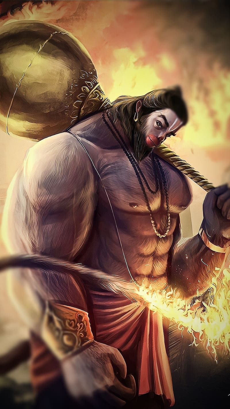Lord Hanuman Painting Work, lord hanuman, painting work, art work, god,  gada, HD phone wallpaper | Peakpx