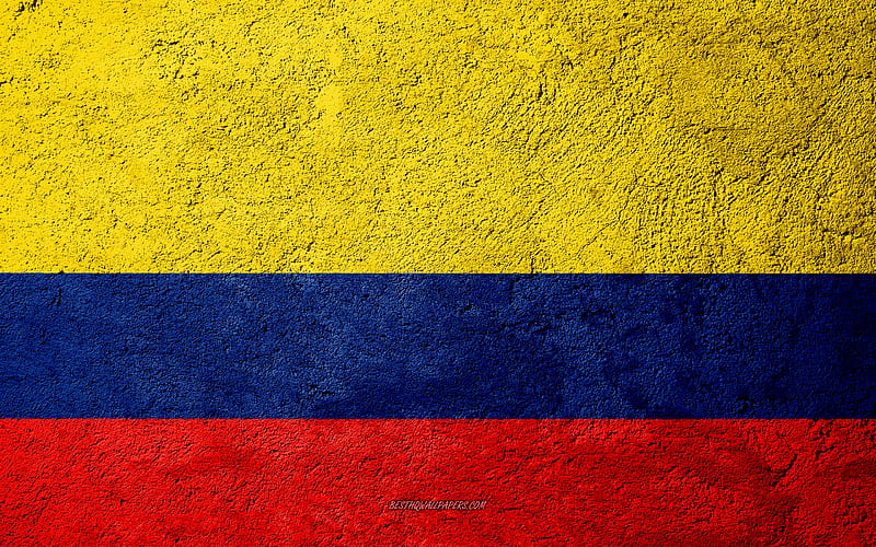 Flag of Colombia, concrete texture, stone background, Colombia flag, South America, Colombia, flags on stone, Colombian flag, HD wallpaper