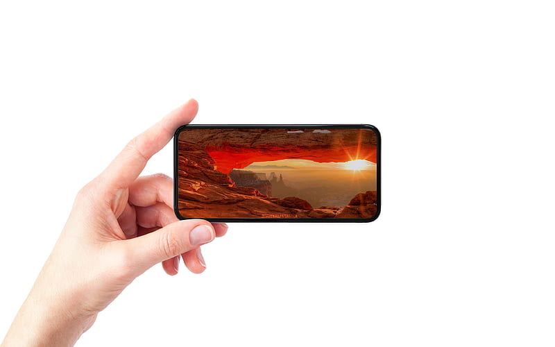 Grand Canyon, smartphone in hand, white background, smartphone, Colorado, Arizona, USA, HD wallpaper