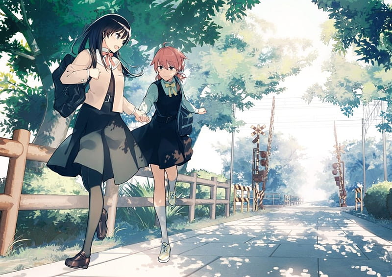 Running Together Hand in Hand, Anime Friends, Touku, School Bags, Yagate  Kimi ni Naru, HD wallpaper | Peakpx