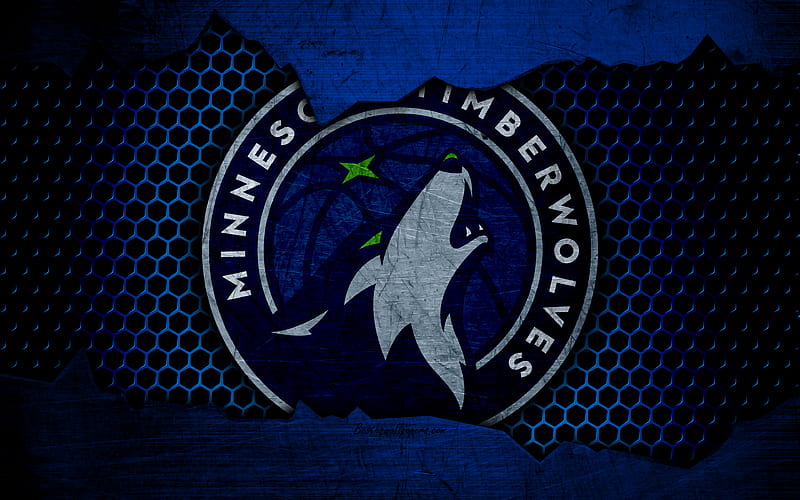 Minnesota Timberwolves logo, NBA, basketball, Western Conference, USA, grunge, metal texture, Northwest Division, HD wallpaper