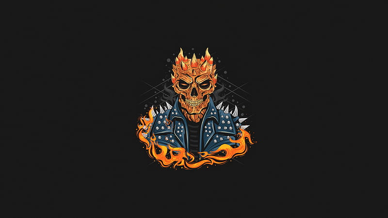 Ghost Rider Dark Minimal , ghost-rider, artist, artwork, digital-art, minimalism, minimalist, HD wallpaper