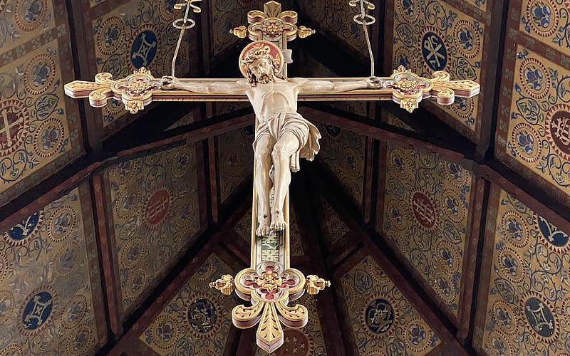 Crucifix, cross, church, Jesus, England, HD wallpaper