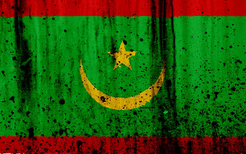 Mauritanian flag grunge, flag of Mauritania, Africa, Mauritania, national symbols, Mauritania national flag, HD wallpaper