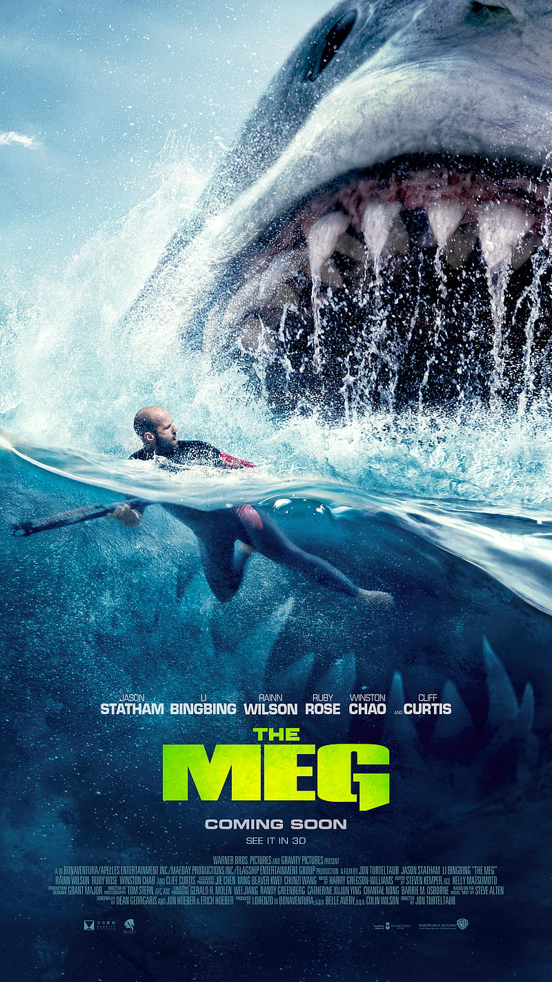 The Meg 3, action, beach, fish, megalodon, movie, shark, statham, summer, the meg, themeg, HD phone wallpaper