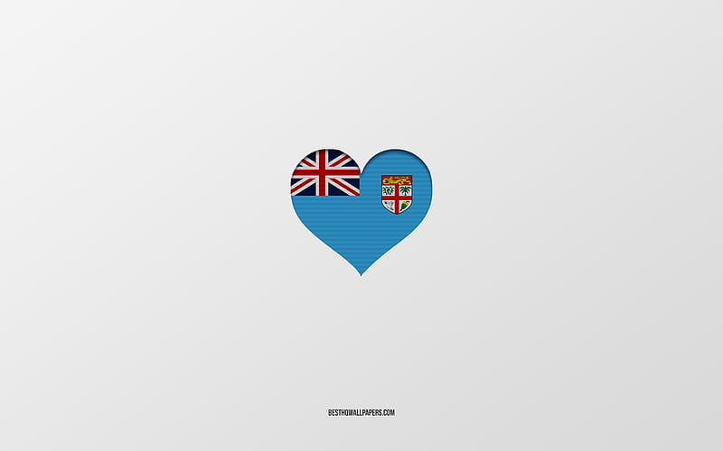 I Love Fiji, Africa countries, Fiji, gray background, Fiji flag heart, favorite country, Love Fiji, HD wallpaper