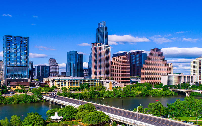 Austin, summer, cityscapes, american cities, Texas, modern buildings, America, USA, Cities of Texas, City of Austin, HD wallpaper