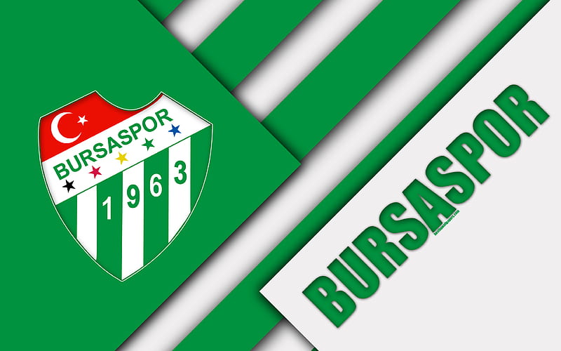 Bursaspor FC, emblem material design, Turkish football club, white green abstraction, Turkish Super League, Bursa, Turkey, Süper Lig, HD wallpaper