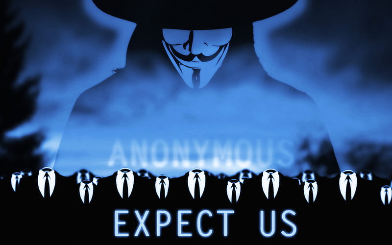 Anonymous - Exprect Us, suit, we, anon, legion, black, expect us, are, anonymous, blue, HD wallpaper
