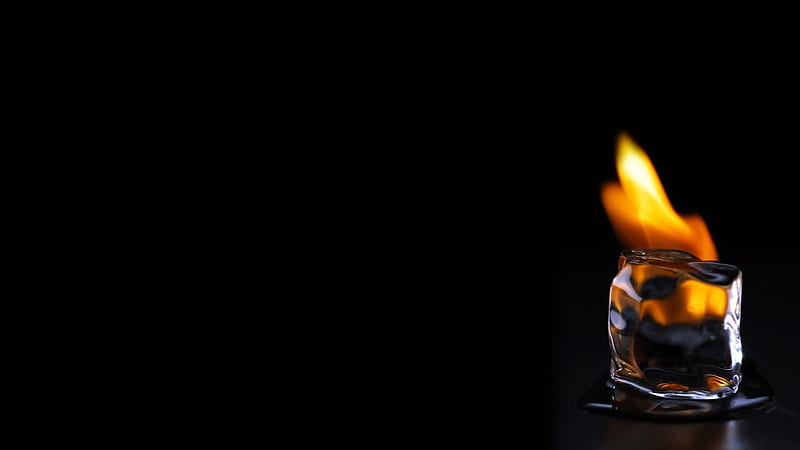 Fire Ice Cube In Black Background Ice Cube, HD wallpaper