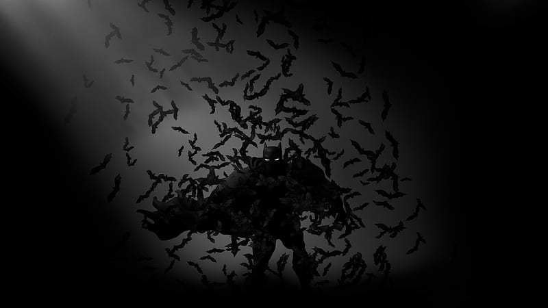 Batman Bats Art , batman, bats, monochrome, black-and-white, HD wallpaper
