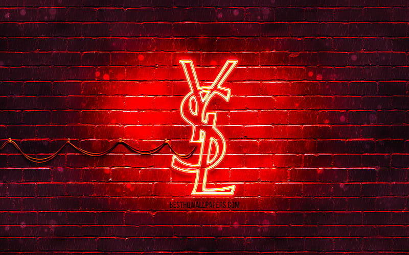 Yves Saint Laurent Red Logo Red Brickwall Yves Saint Laurent Logo Fashion Brands Hd Wallpaper Peakpx