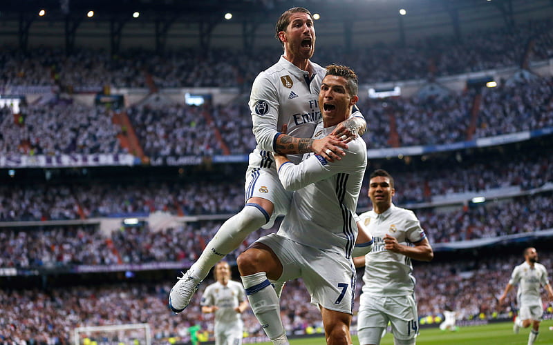 Sergio Ramos, Cristiano Ronaldo, football, Real Madrid La Liga, Spain, HD wallpaper