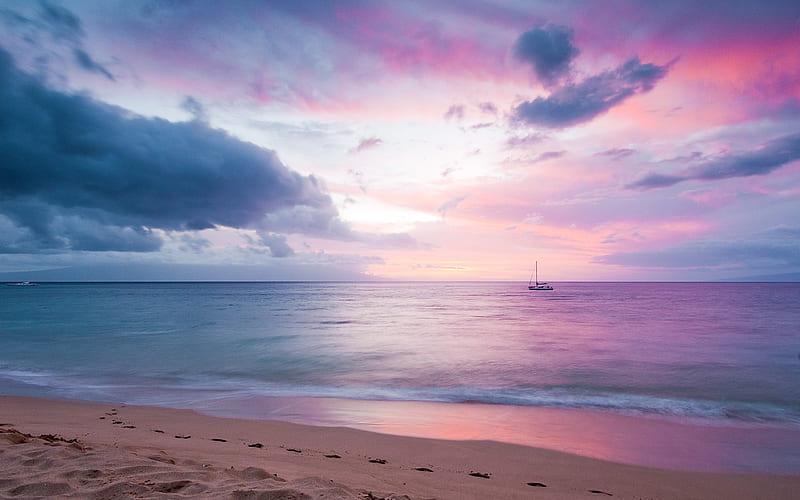 Twilight Island Beach Sunset, nature, island, sunset, beach, twilight, HD wallpaper