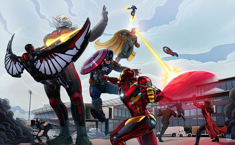 Captain America V Iron Man , captain-america, iron-man, superheroes, artwork, artist, artstation, HD wallpaper