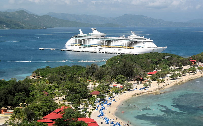 Cruise Ship in Labadee, Haiti, cruise, island, Haiti, ship, HD wallpaper