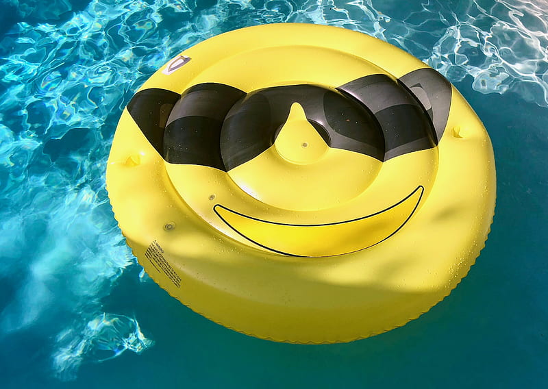 yellow and black emoji inflatable floater, HD wallpaper