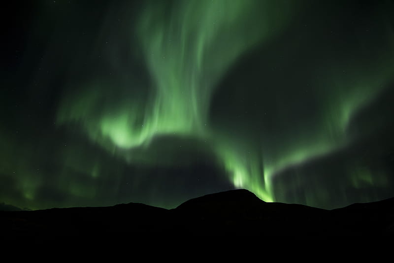 green Northern Lights at night, HD wallpaper