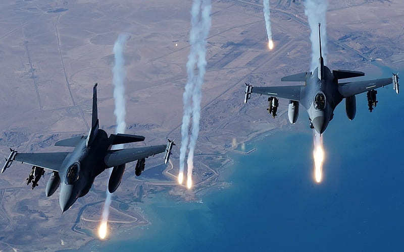 F-16C, rocket, aircraft, military, planes, bombs, HD wallpaper