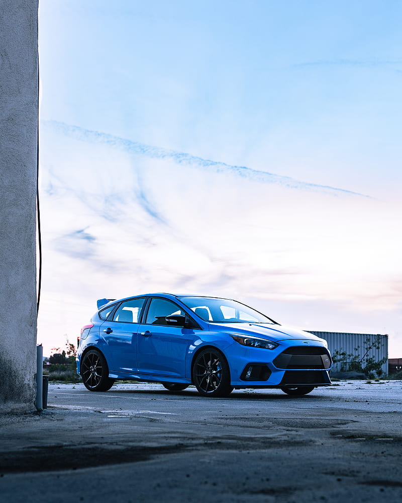ford focus, ford, car, blue, parking, HD phone wallpaper