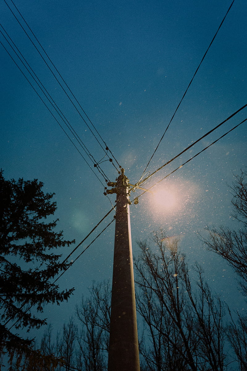 snow, outdoors, winter, cold, power lines, HD phone wallpaper