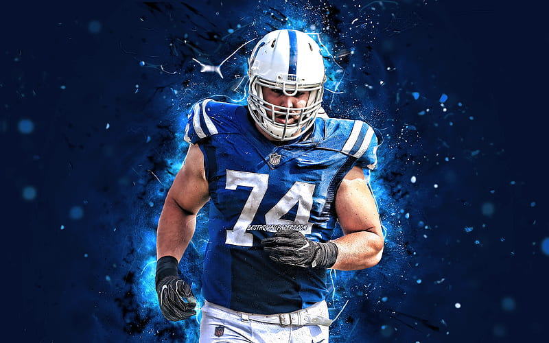 Anthony Castonzo offensive tackle, Indianapolis Colts, american football, NFL, Anthony Salvatore Castonzo, National Football League, neon lights, Anthony Castonzo, HD wallpaper