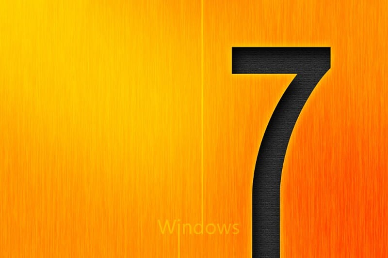Orange 7, windows 3d, orange, 7, simple, microsoft, plain, HD wallpaper