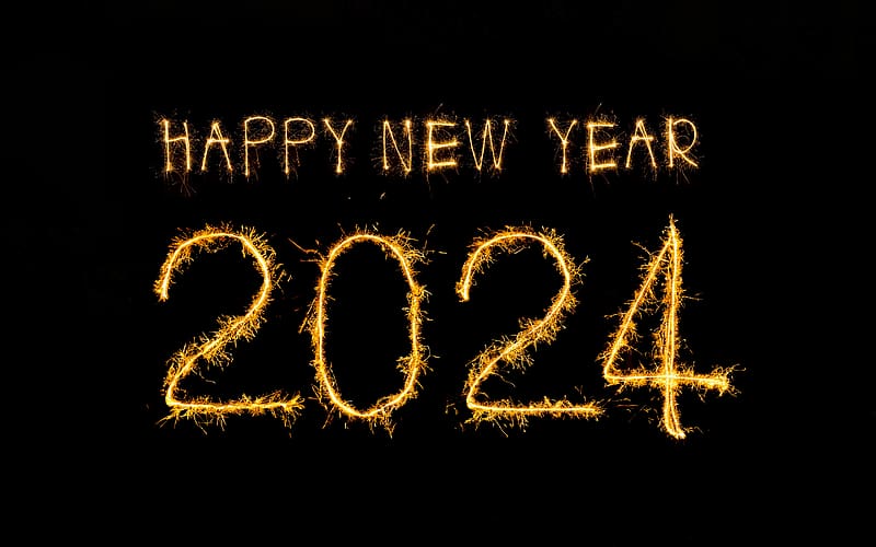 Happy New Year 2024 Festival Fireworks Font, HD wallpaper