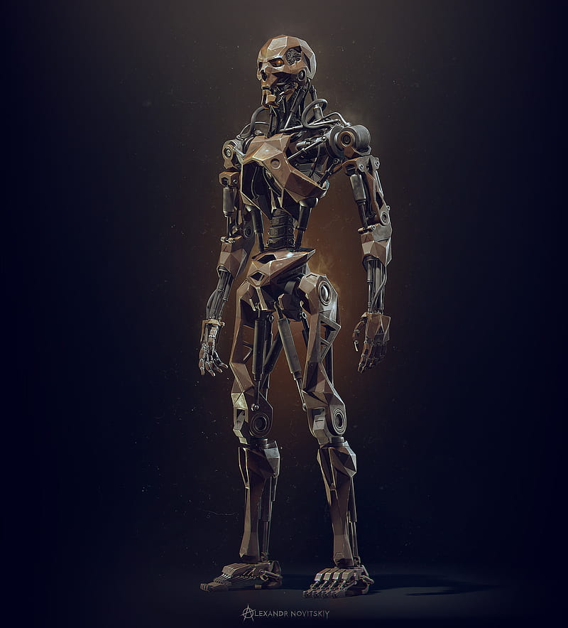 Alexandr Novitskiy, 3D, render, Terminator, la maquina, endoskeleton, old, HD phone wallpaper