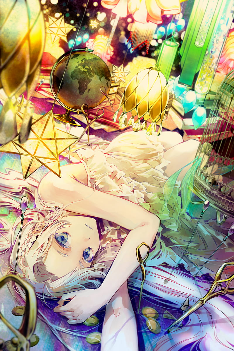 anime, anime girls, colorful, blue eyes, HD phone wallpaper